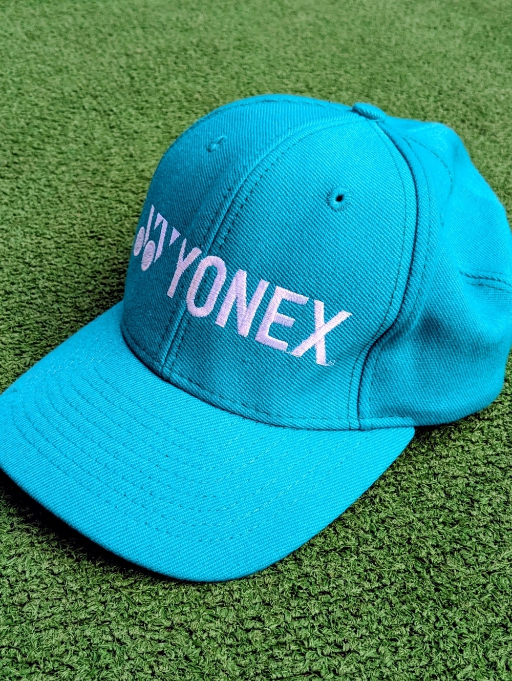 YONEX Vintage Hat Aqua-Blue&White Embroidery Adult Adjustable OSFM Wool Cap GUC